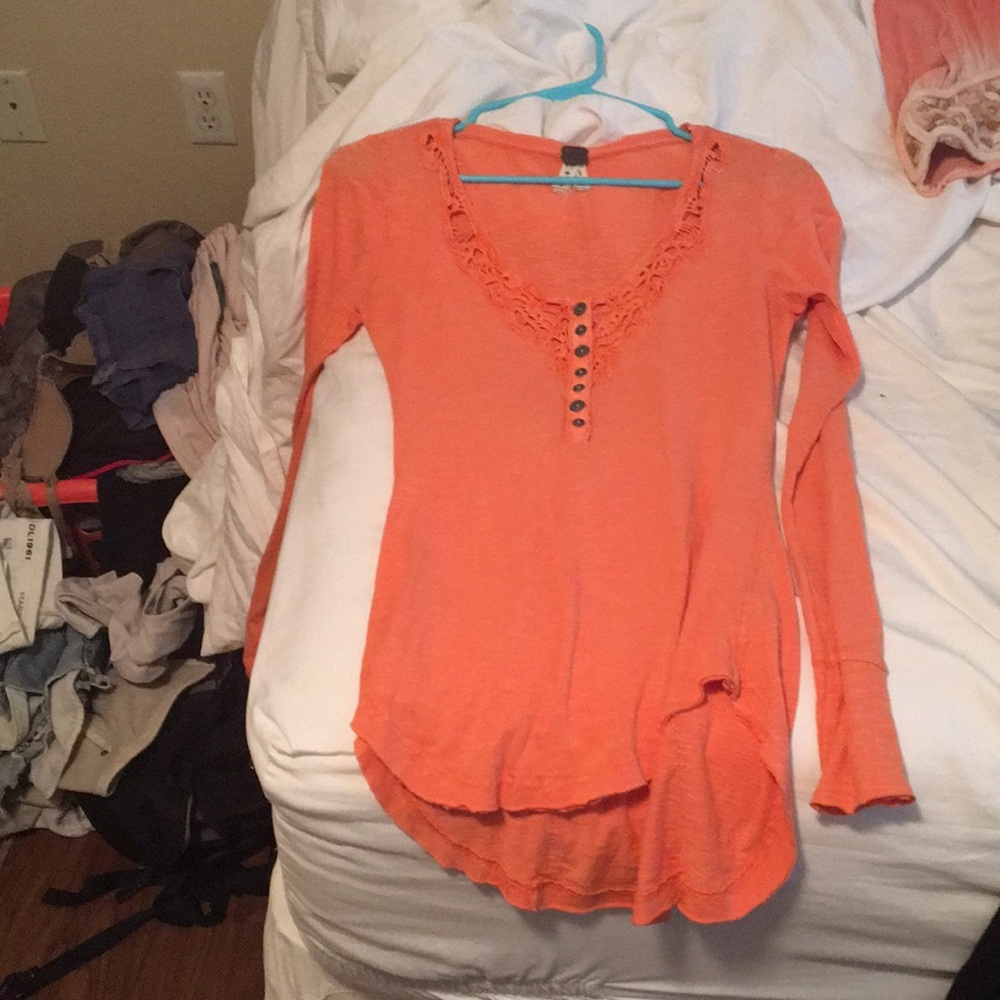 Free people orange long sleeve top